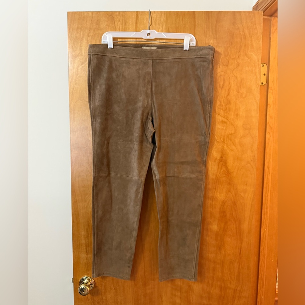 Talbots 100% Goat Stretch Suede Leather Pants Luxury NWT Side Zip Petite 16P
